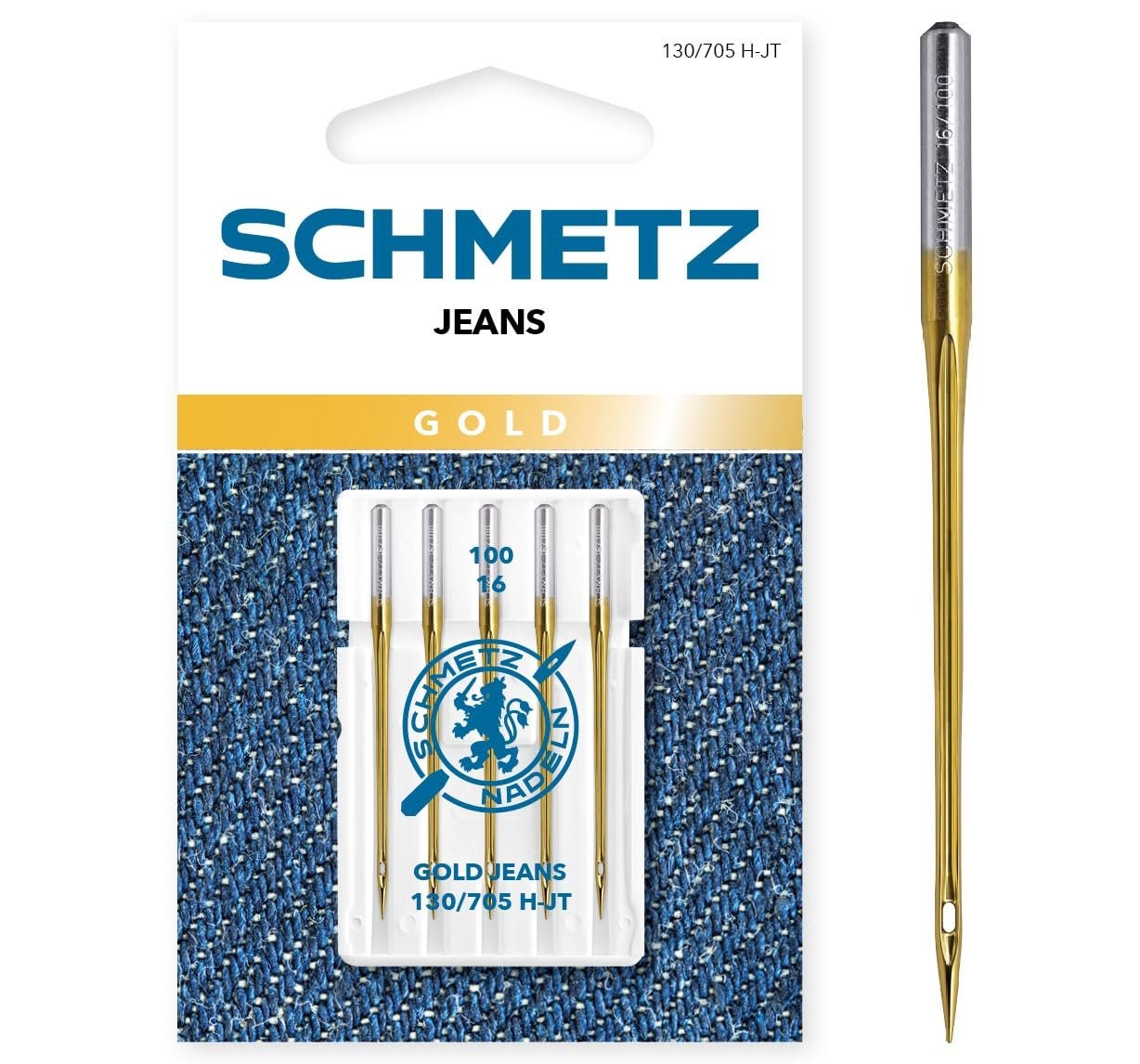 SCHMETZ Gold Jeans Sewing Machine Needles - Size 100/16