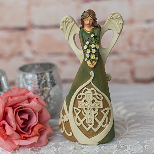 Roman Giftware Inc., Irish & Celtic Collection, 7" H Woodcut Irish Angel Figure,Religious, Inspirational, Durable (7x3x2)