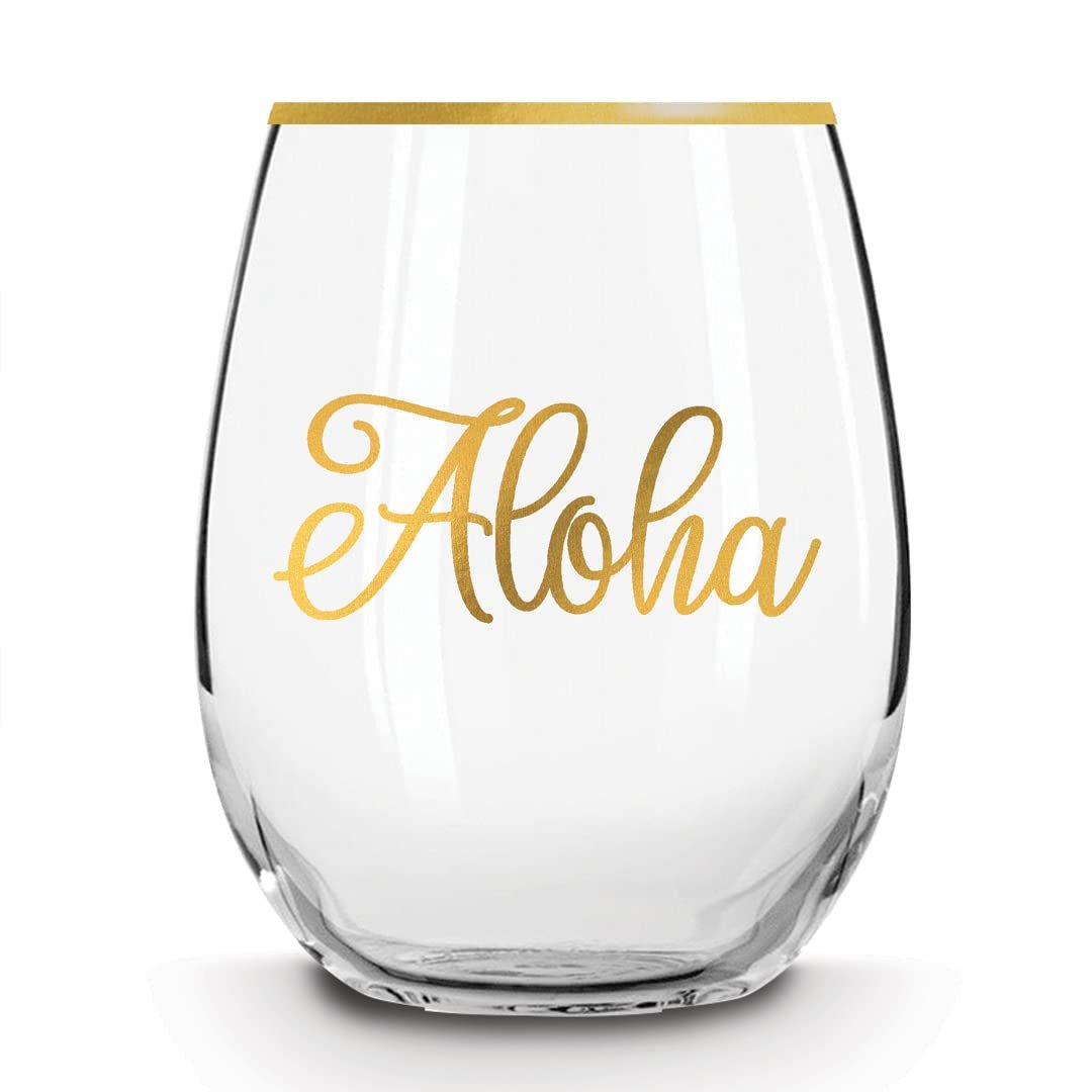 Island Heritage Hawaiian Coastal Tropical Glassware Stemless Wine Glass