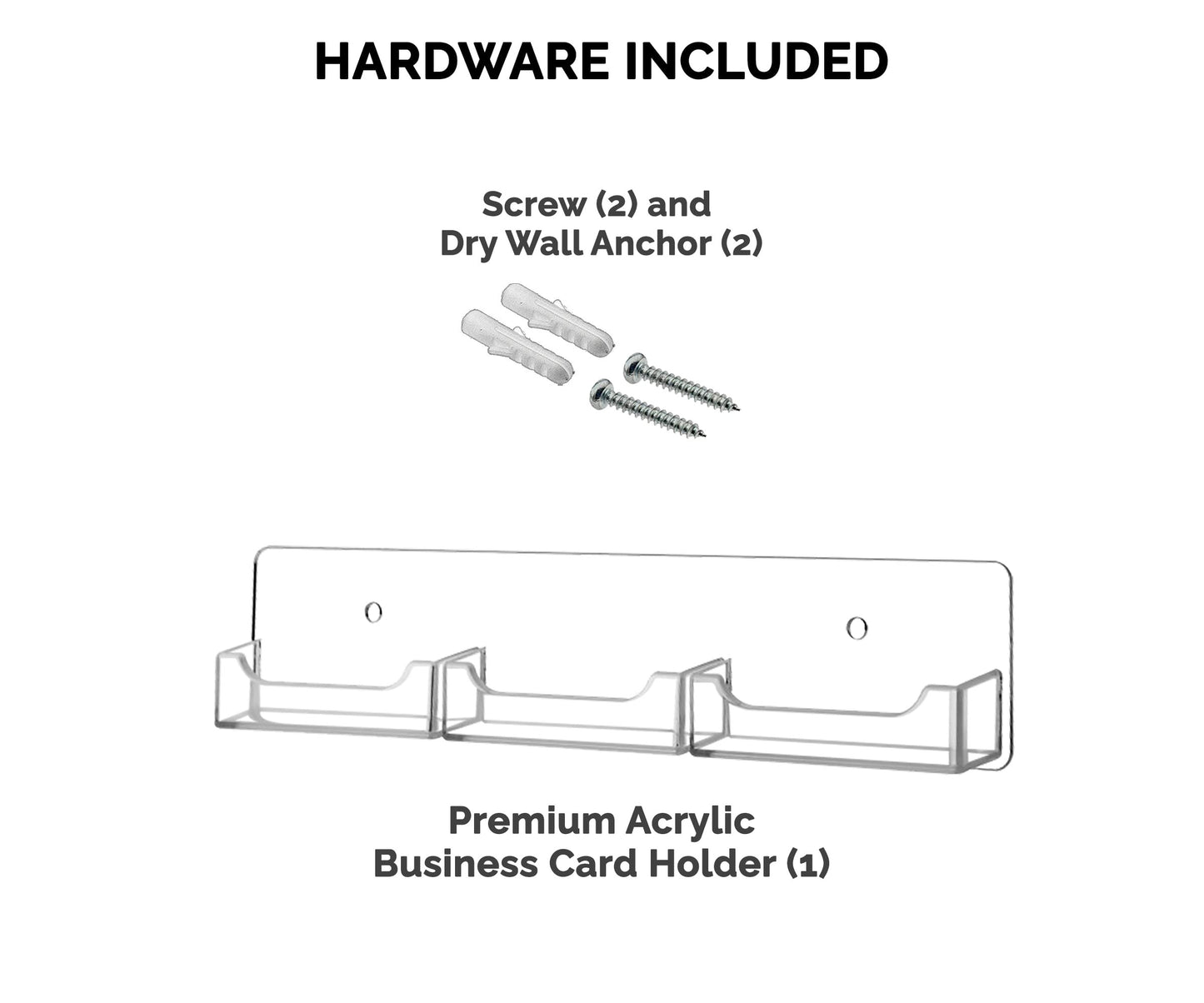 Marketing Holders Wall Business Card Holder with Hanging Hardware for 3.5" x 2" Gift or Appointment Cards Medical Dental Corporate Offices Community Centers 3 Pockets Clear Professional Acrylic