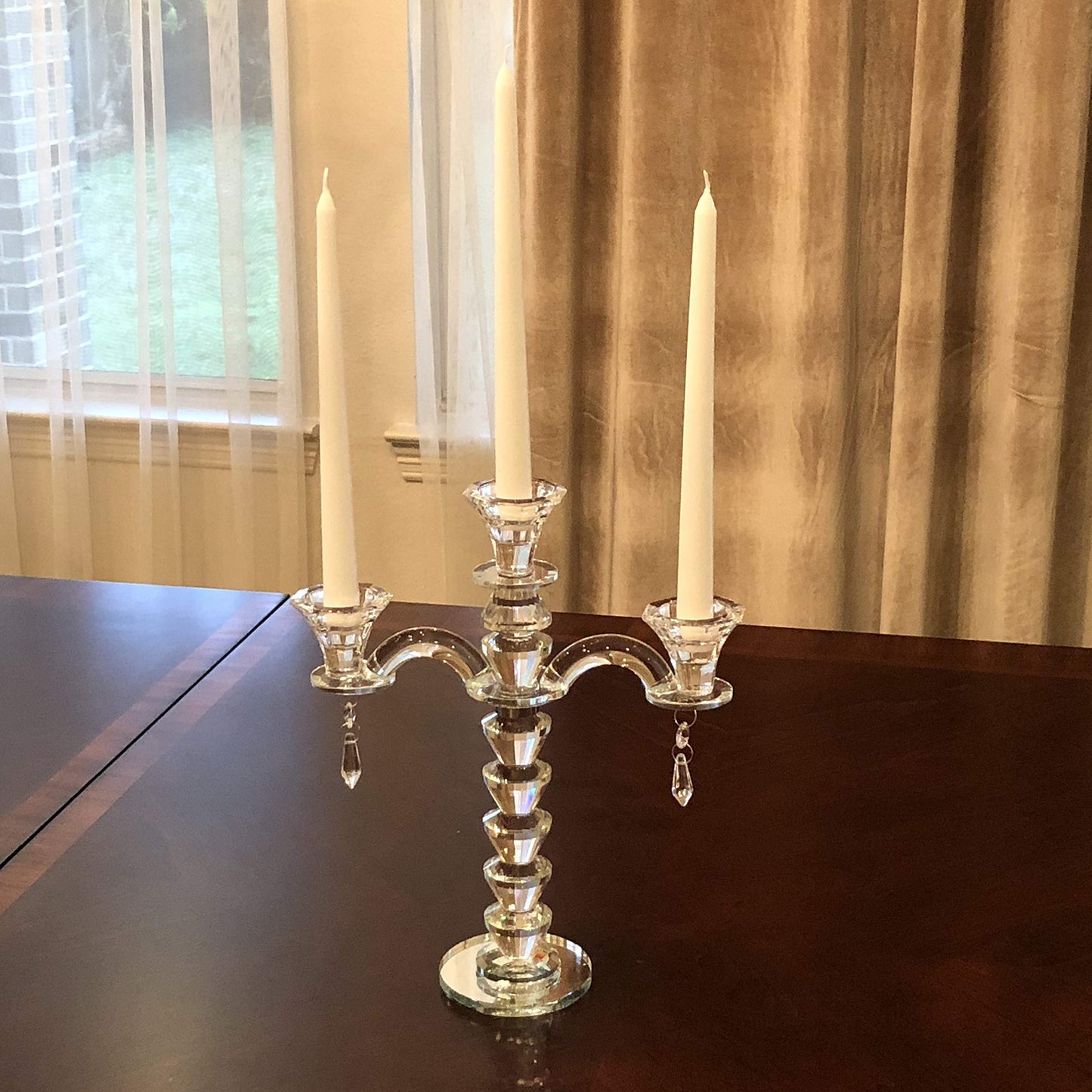 Allgala ClearbCrystal Candelabra Taper Candlestick Candle Holder