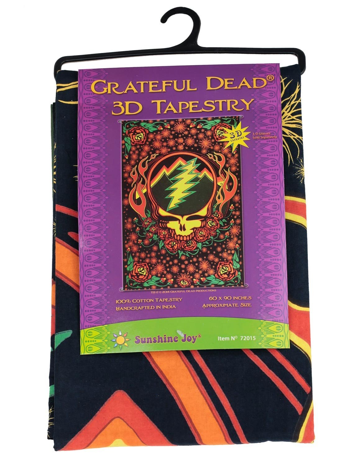 Sunshine Joy Grateful Dead 3D Steal Your Face Scarlet Fire Tapestry Tablecloth Wall Art Beach Sheet Huge 60x90 Inches - Amazing 3D Effects,Multi