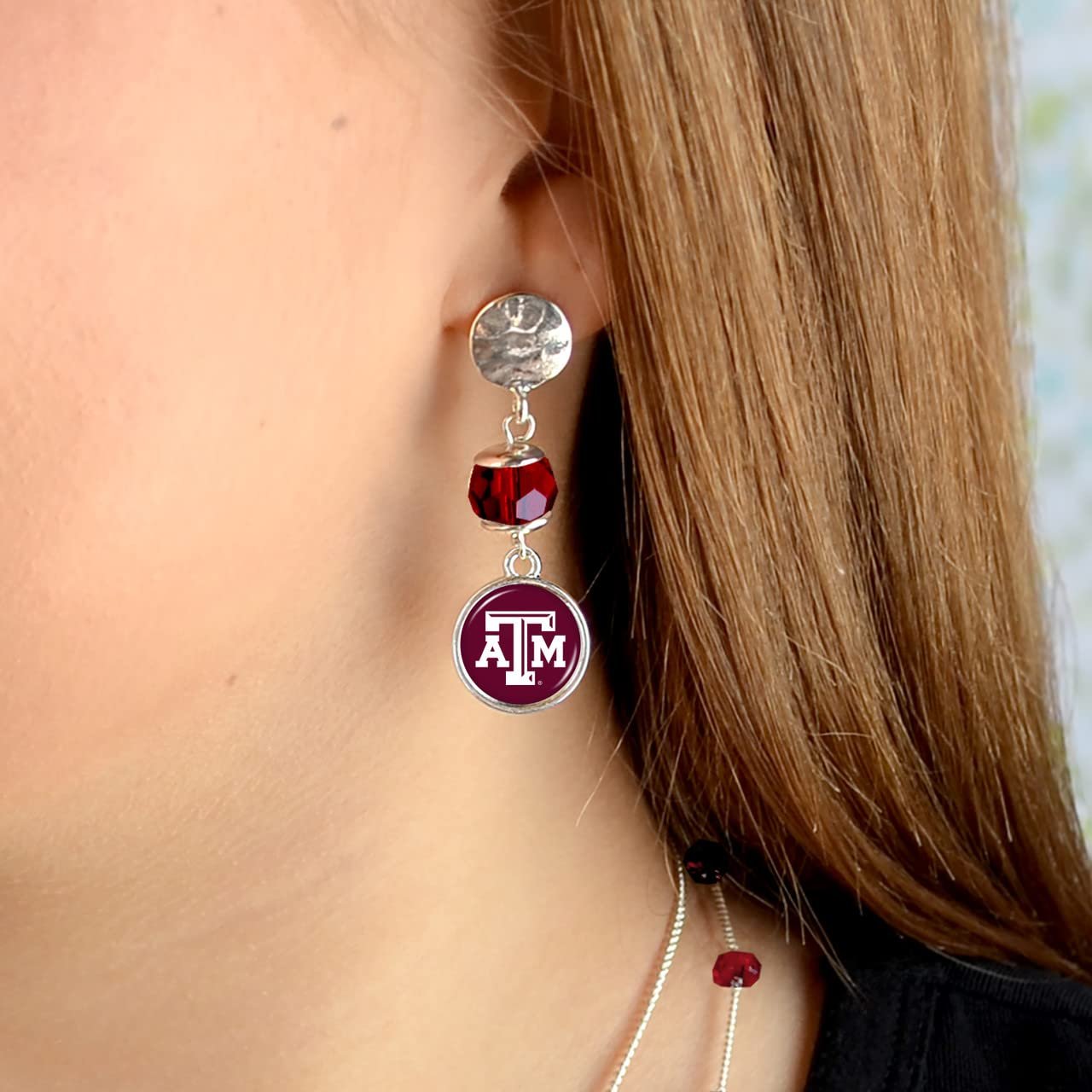 From the Heart Texas A&M Aggies Ivy Crystal Silver Earrings Jewelry Gift TAMU
