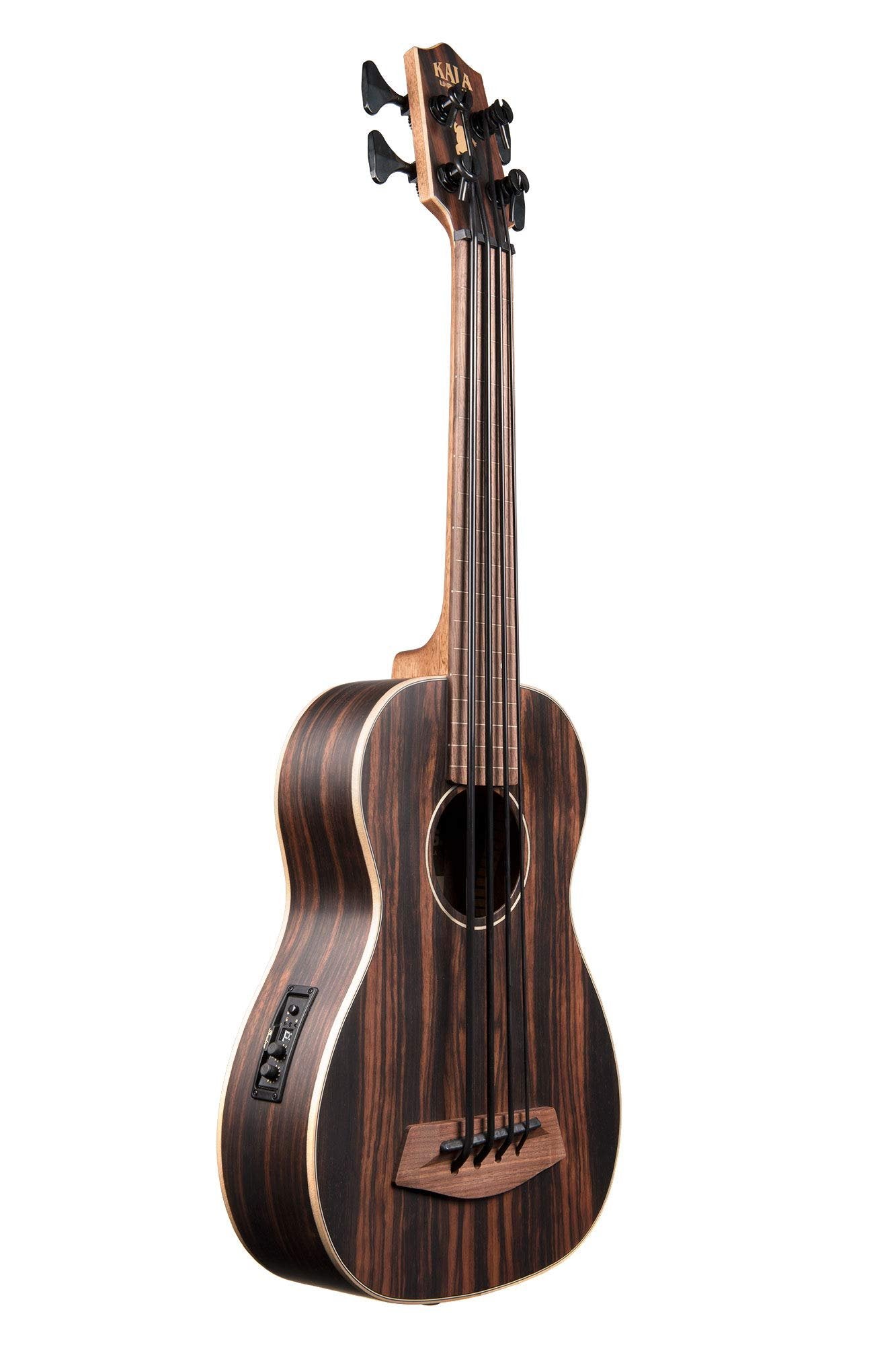 Kala UBASS-EBY-FL Striped Ebony Fretless U-Bass Acoustic-Electric Ukulele Bass Natural