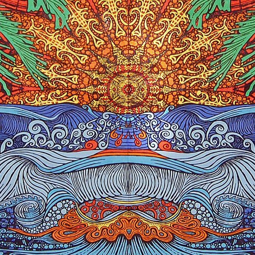 Sunshine Joy 3D Epic Tropical Paradise Surf Wave Palm Tree Tapestry Tablecloth Beach Sheet Wall Art Huge 85x100 Inches - Classic