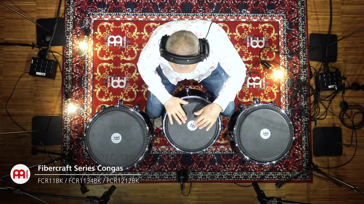 Meinl Percussion Conga with Fiberglass Shell, Fibercraft Series-NOT Made in China-Black Finish, 12 1/2" Skyndeep REMO Head and SSR Rim, 2-Year Warranty, 0 (FCR1212BK)