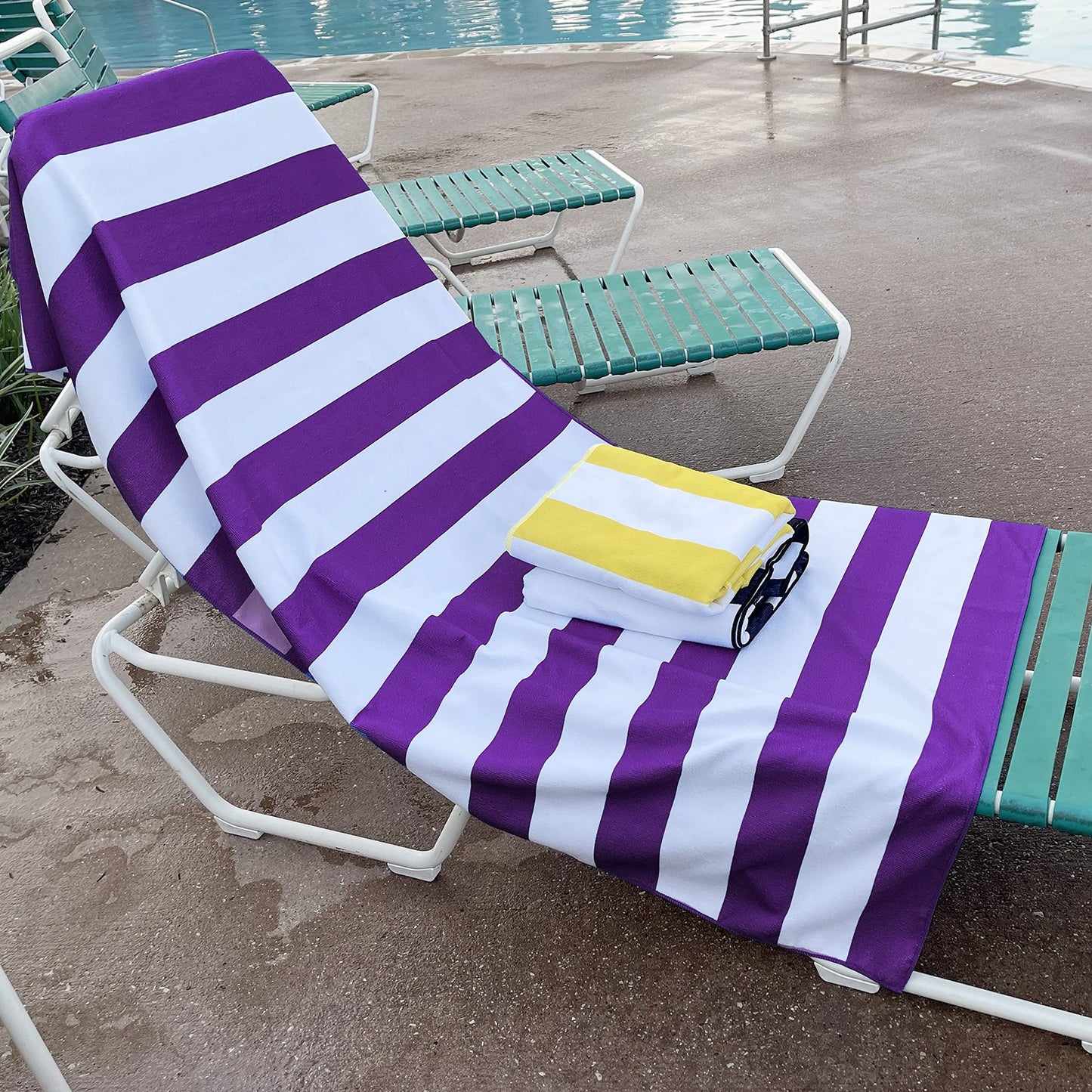 Allgala Oversize 40"x70" Cabana Stripe Design Microfiber Beach Towel