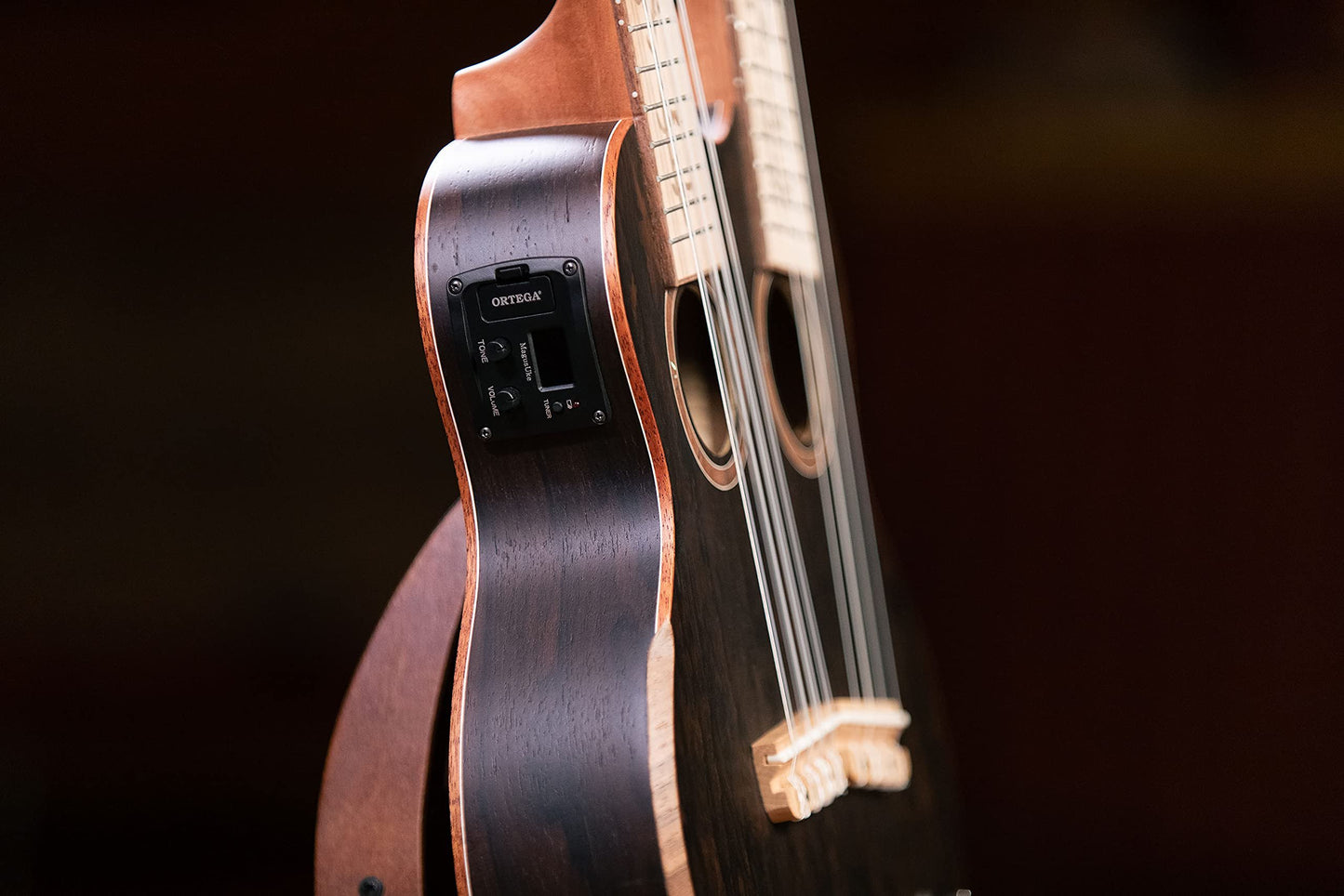 Ortega Guitars Custom Built Series Double Neck 4 & 8 String Tenor Acoustic-Electric Ukulele w/Bag, Right (Hydra-ZS)