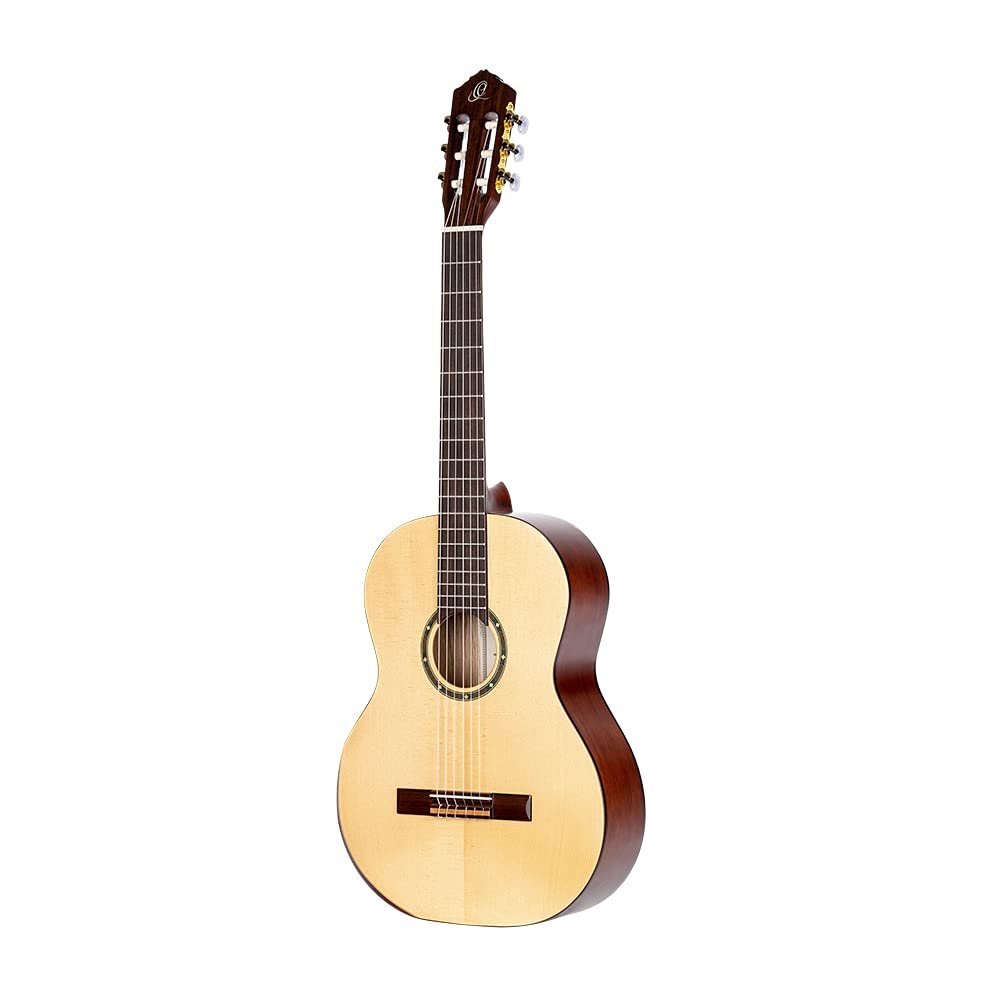 Ortega Guitars 6 String Student Series Pro w/Arm Rest Solid Top Nylon Classical Guitar, Right (R55DLX)