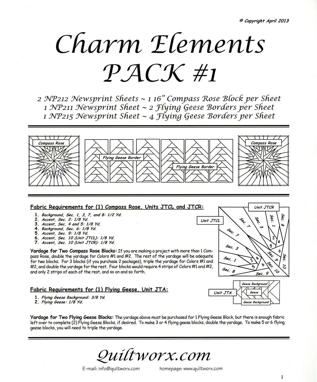 Quiltworx Charm Elements Pack #1 Judy Niemeyer Pattern