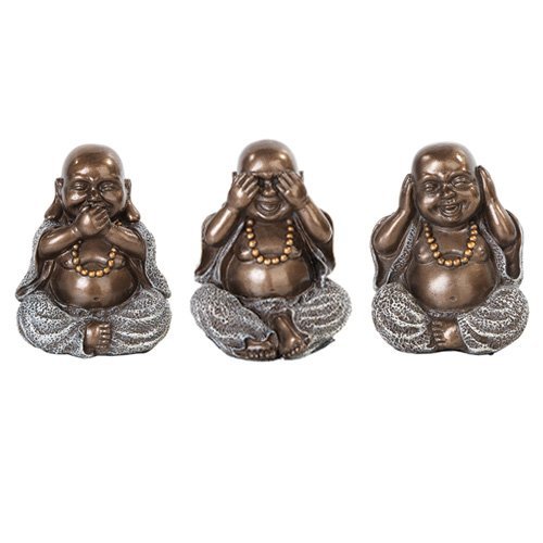 Pacific Trading Three Wise Buddha See Hear Speak No Evil Statue Eastern Enlightenment Masterpiece