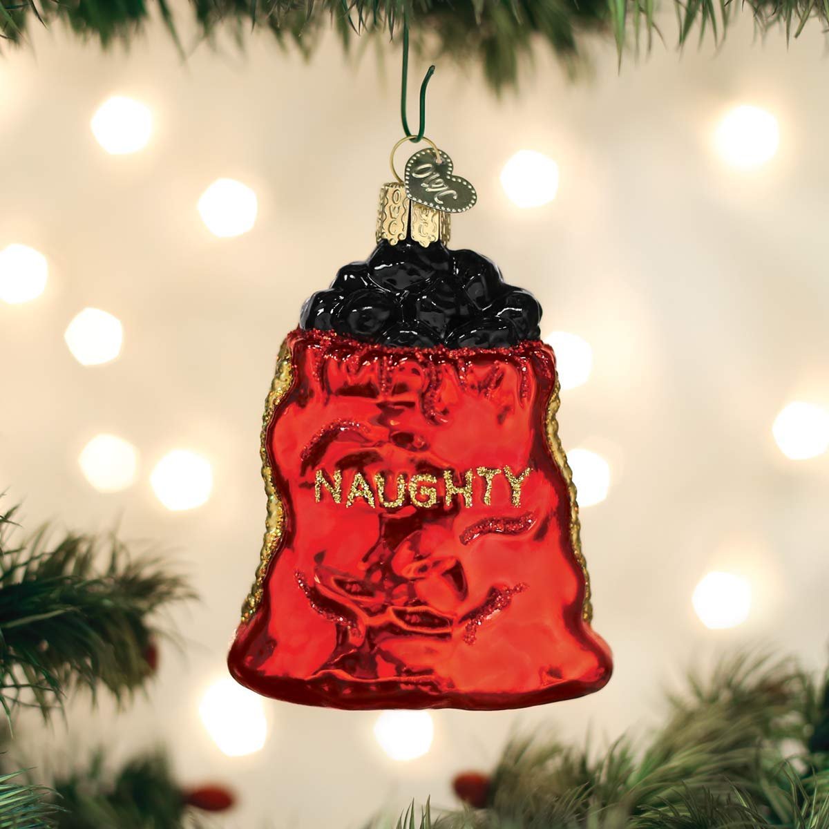 Old World Christmas Bag of Coal Ornament, Multi