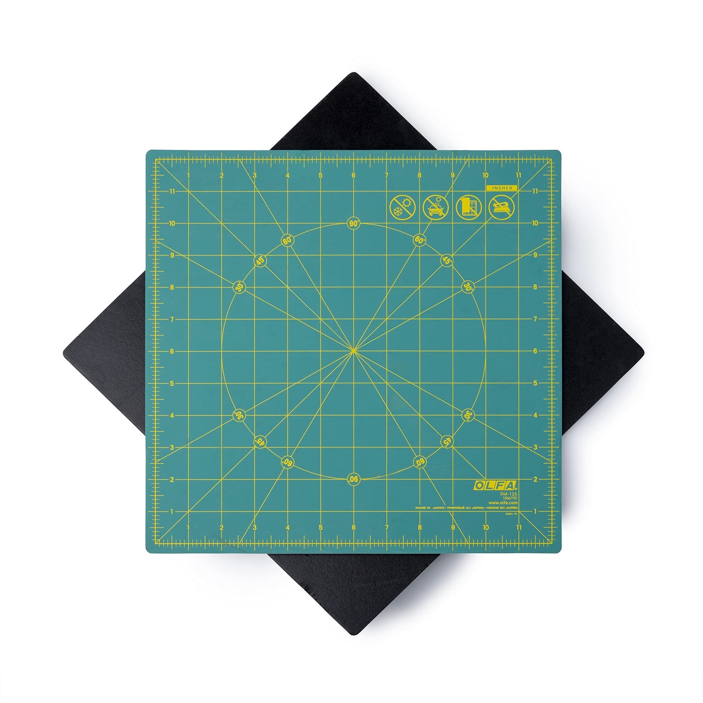 OLFA Rotating Cutting Mat - Self Healing Square Rotary Mat with Grid for Fabric, Sewing, Quilting, & Crafts, Rotates 360 Degrees, Use with Rotary Cutters