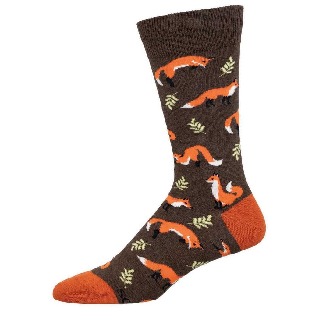 Socksmith Men's Fleet As A Fox Crew Socks, Brown Heather