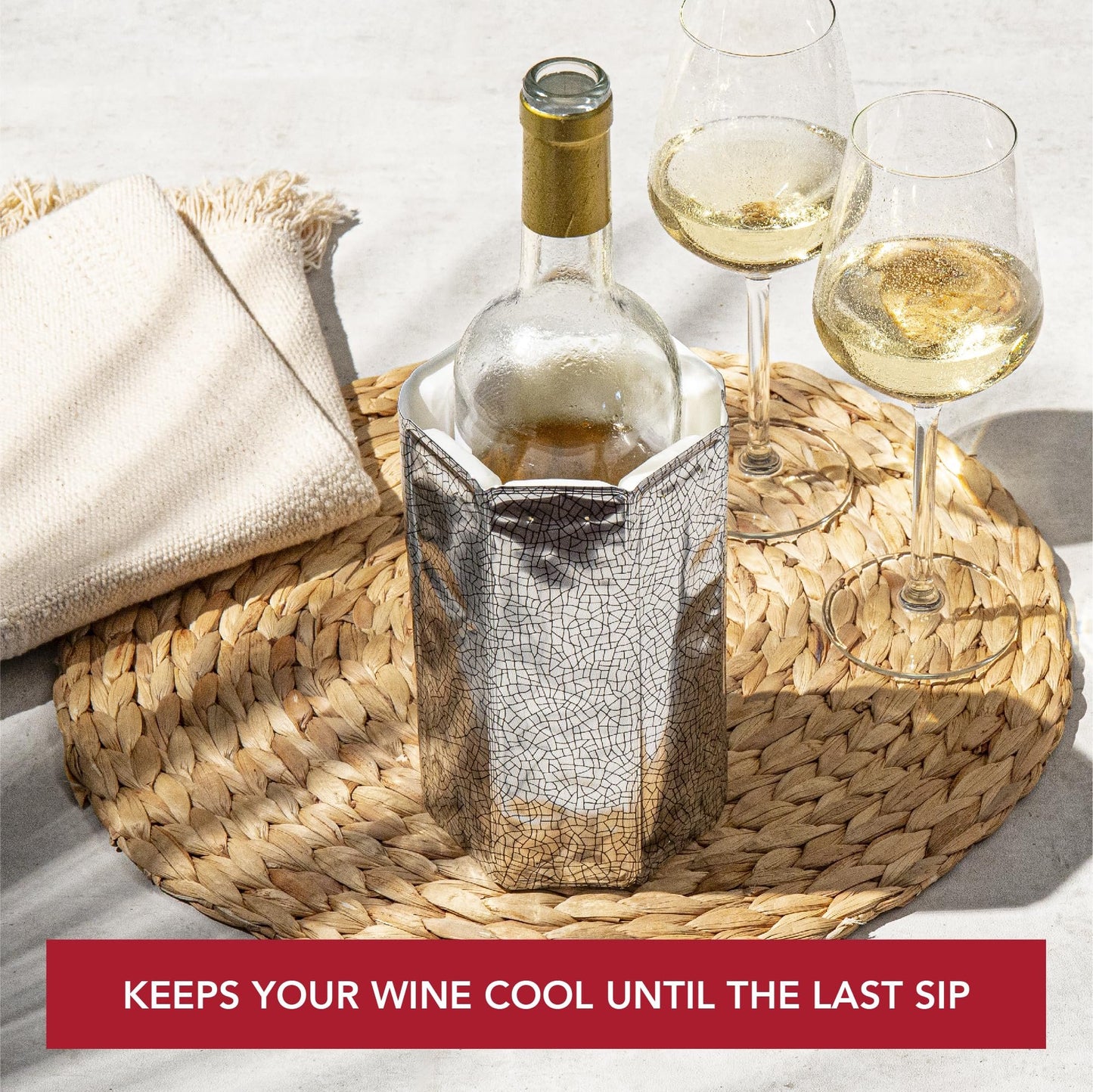Vacu Vin Active Cooler Wine Chiller - Reusable, Flexible Wine Bottle Cooler