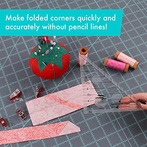 Creative Grids Folded Corner Clipper Quilt Tool – CGRFCC – Made in USA, 5in x 5in, Non-Slip Grip Acrylic Quilting, Sewing, Crafting, Patchwork Ruler & Template