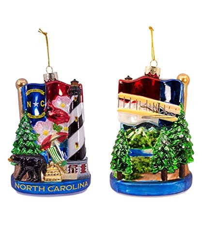 Kurt Adler North Carolina Landscape Glass Ornament ~ Shows All The Glory of The State of NC