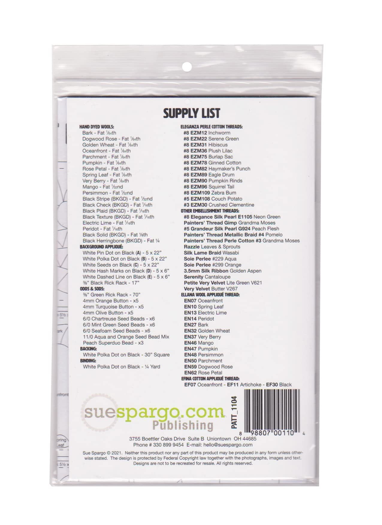 Squash Squad Wall Quilt Pattern by Sue Spargo - Wool Applique Project (Finished Size is 23.5" x 23.5")