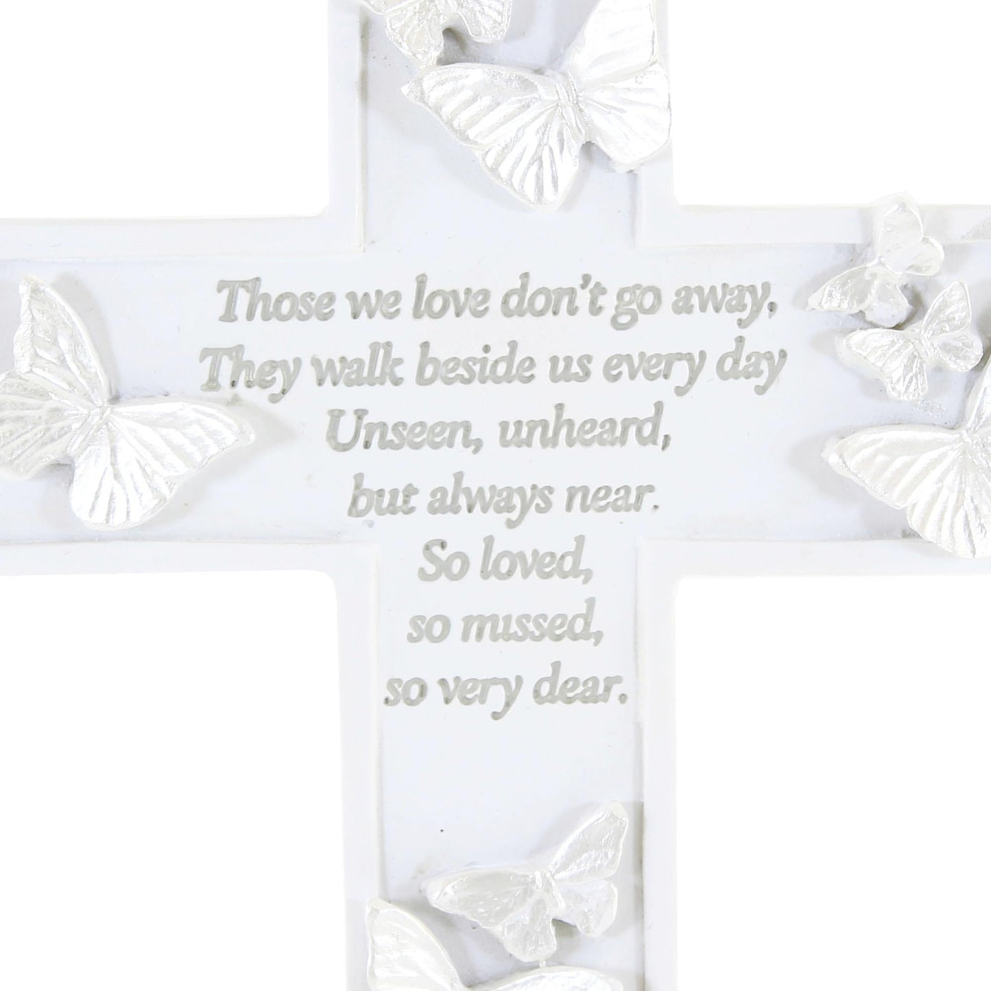 Roman 12508 Butterfly Memorial Wall Cross, 8-inch Height, Resin and Stone Mix