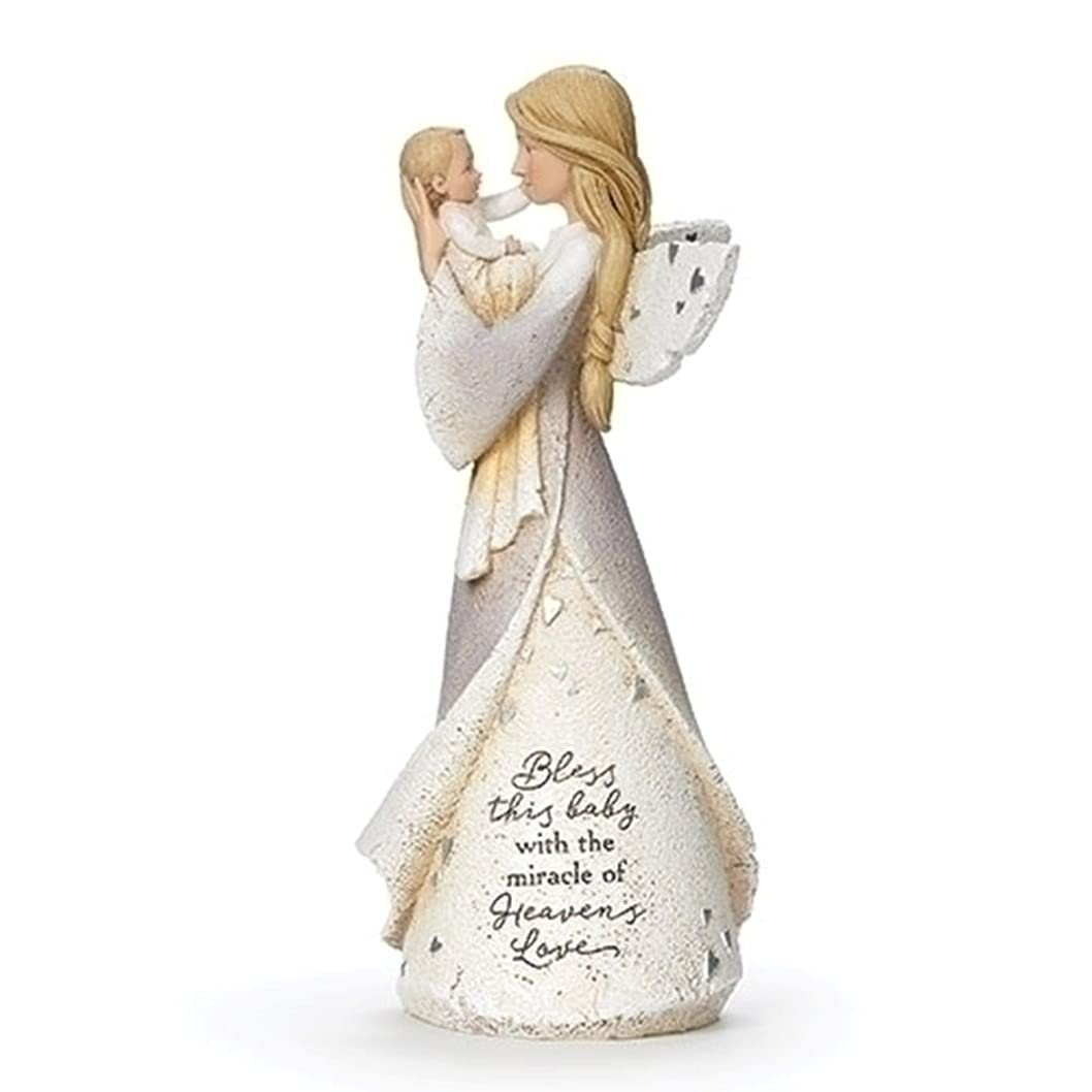 Roman Baby Blessings Angel Figurine – 8.5” Tall Religious Gift for Baby, Baptism, Christening – Karen Hahn Inspirational Angel Statue – Christian Nursery Decor