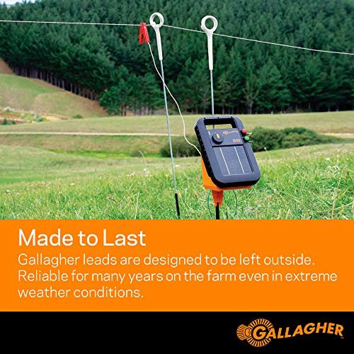 Gallagher S10 Leadset | Energizer Output Lead Set | Electric Fence Energizer Accessory with Red & Green Alligator Clips | Connect to Energizers, Power Supplies & Earthing Systems | 70" / 1.8m Length