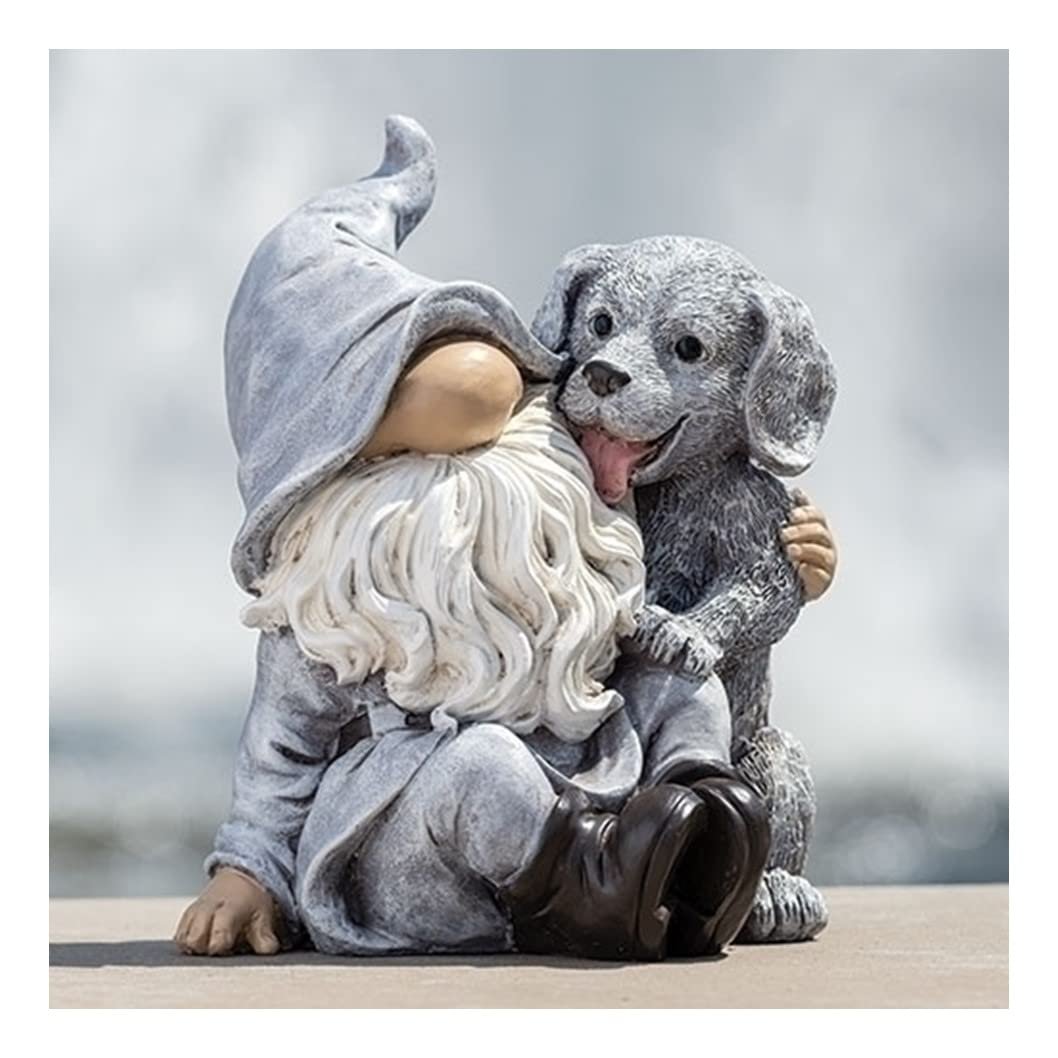 Roman Giftware Inc., Garden Collection, 9" H GNOME with Puppy Statue,Religious, Inspirational, Durable (9x7x7)