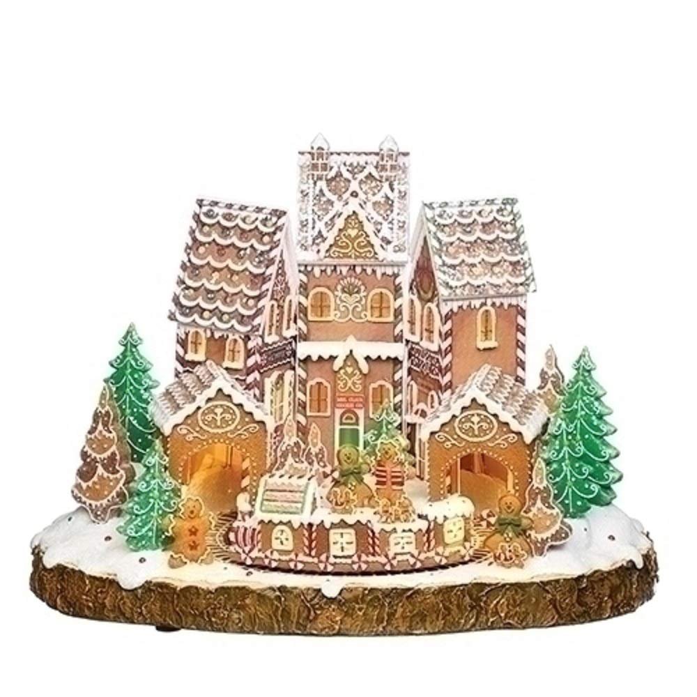 Roman LED Gingerbread Musical House Rotating Train