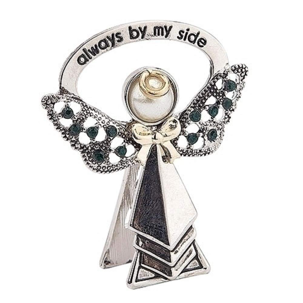 Roman 223350 Alexa's Angel Carded Always by My Side May Birthstone Bedside Angel, 1-inch Height, Zinc, Dark Green