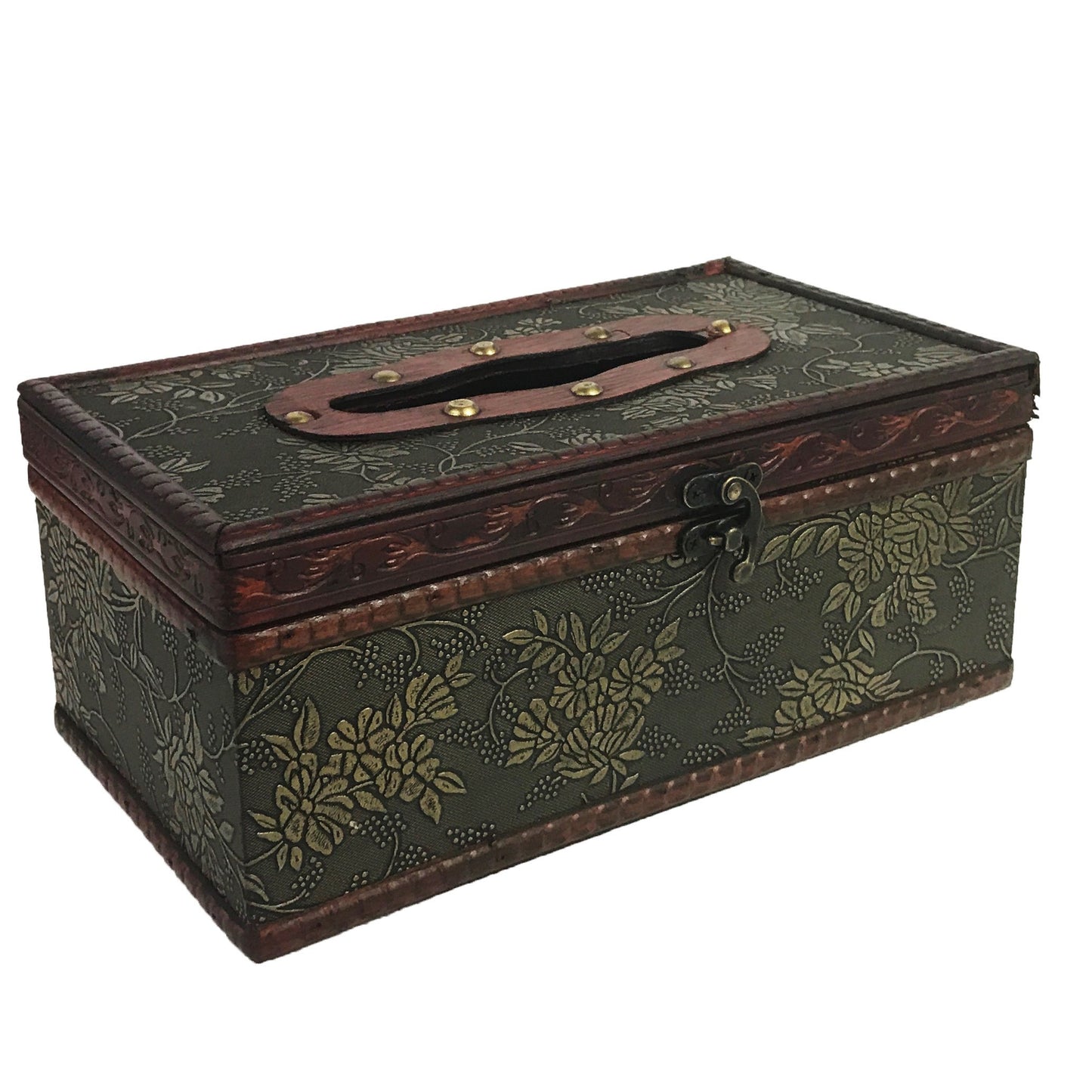 Allgala Medium Antique Wooden Jewelry Treasure Keepsake Box 2-PC Set-HD90206