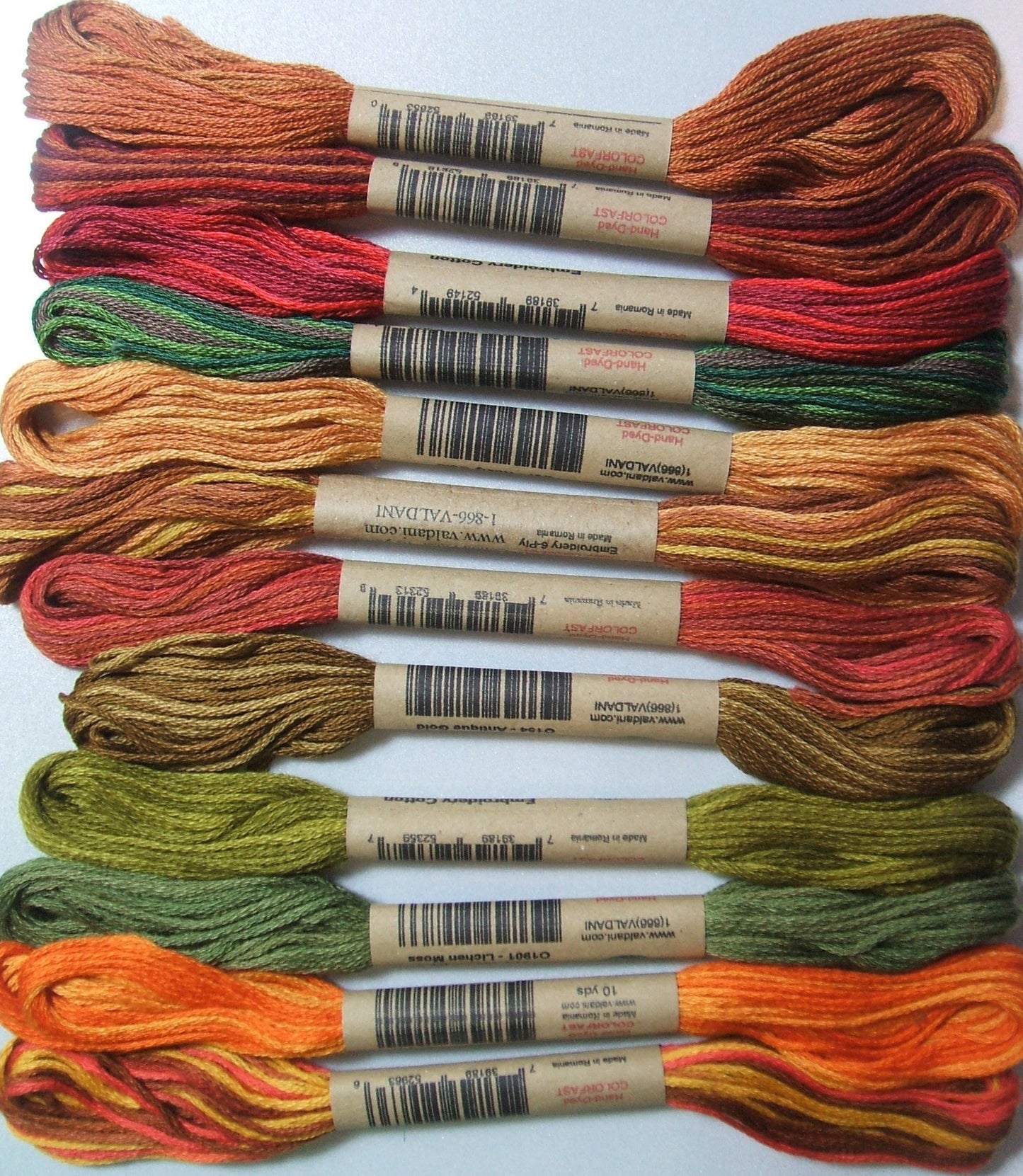 12 Valdani 6 Ply Strand Floss Embroidery Thread Fabulous Autumn 10 Yard Skeins