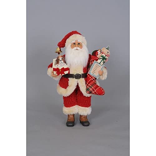 Karen Didion Originals Christmas Surprise Santa Figurine, 13 Inches - Handmade Christmas Holiday Home Decorations and Collectibles