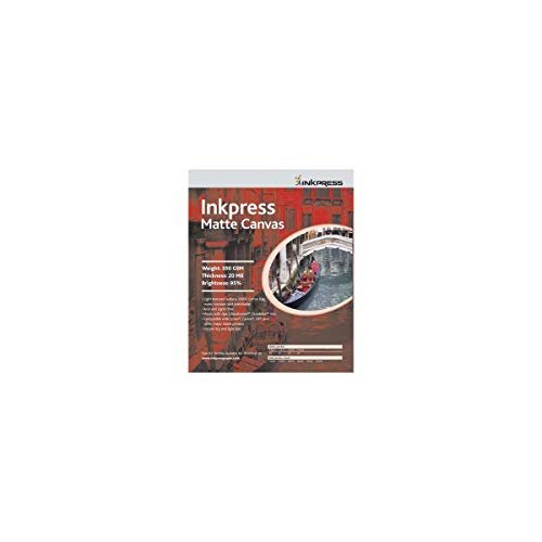 Inkpress Matte Canvas, Waterproof, Stretchable, Bright White Matte Inkjet Cloth, 20 mil, 350 GSM, 13x19", 10 Sheets