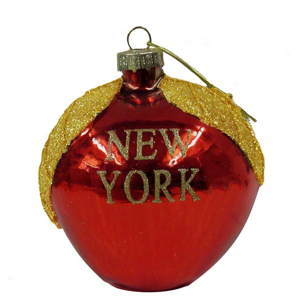 Kurt Adler "New York" Glass Apple Christmas Ornament
