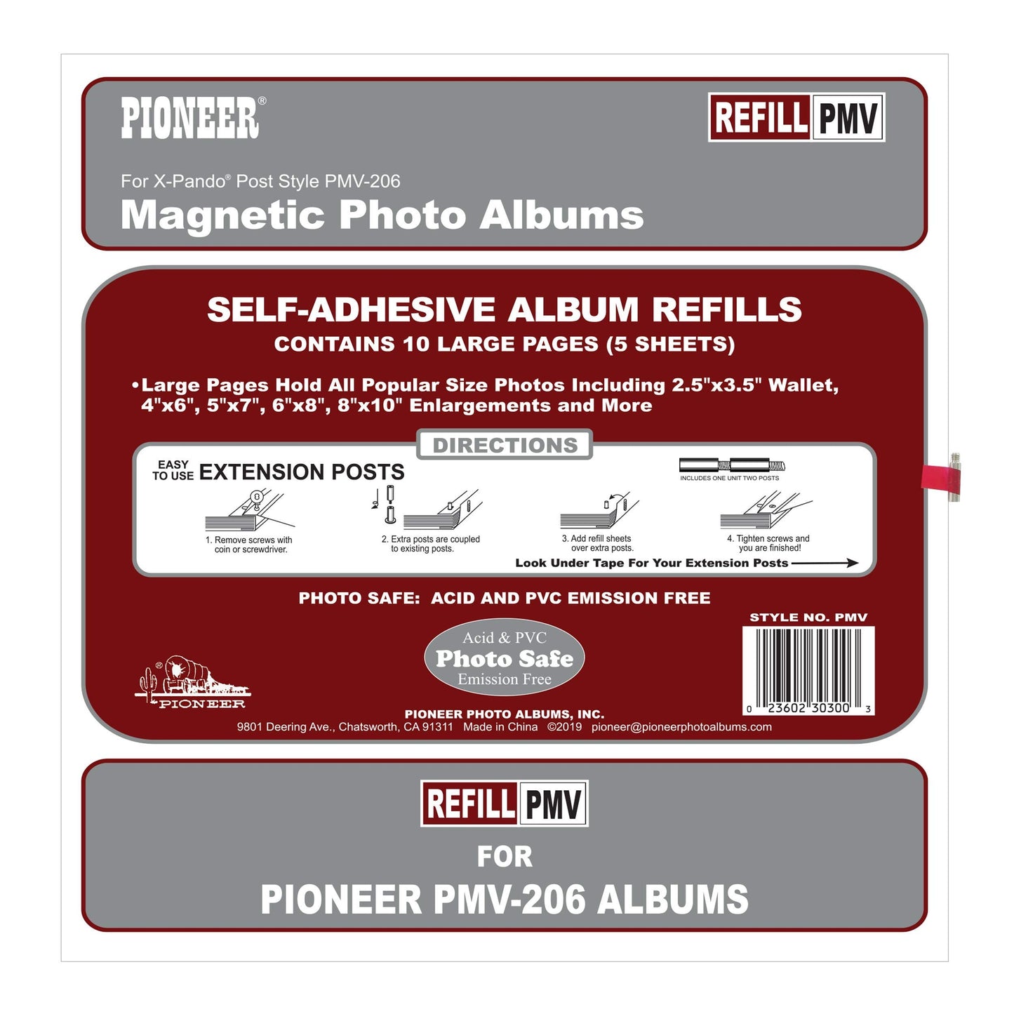Premium 2-Pack Refill Pages for PMV-206 Large Magnetic Page X-Pando Photo Album