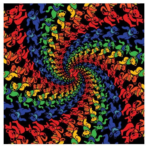 Sunshine Joy Grateful Dead Rainbow Bears Bandana – Officially Licensed 22"x22" 100% Cotton Hippie Headwear