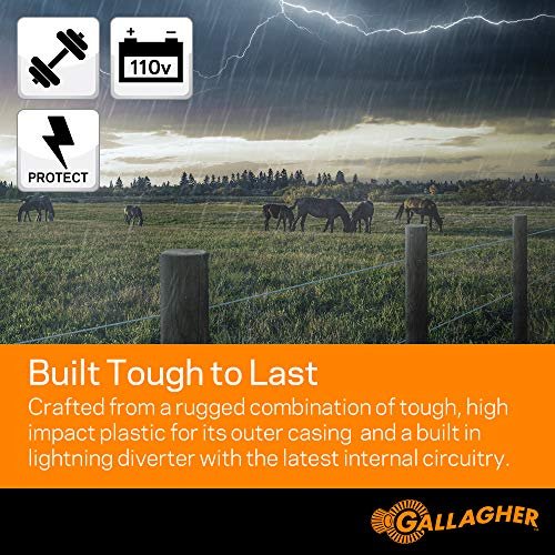 Gallagher M360 Electric Fence Charger | 3.6 Joules for Livestock, Pastures & Perimeter Control | Powers Up to 55 Miles of Fence or 250 Acres | 110V AC Powered Energizer with Lightning Protection