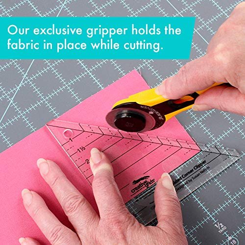Creative Grids Folded Corner Clipper Quilt Tool – CGRFCC – Made in USA, 5in x 5in, Non-Slip Grip Acrylic Quilting, Sewing, Crafting, Patchwork Ruler & Template