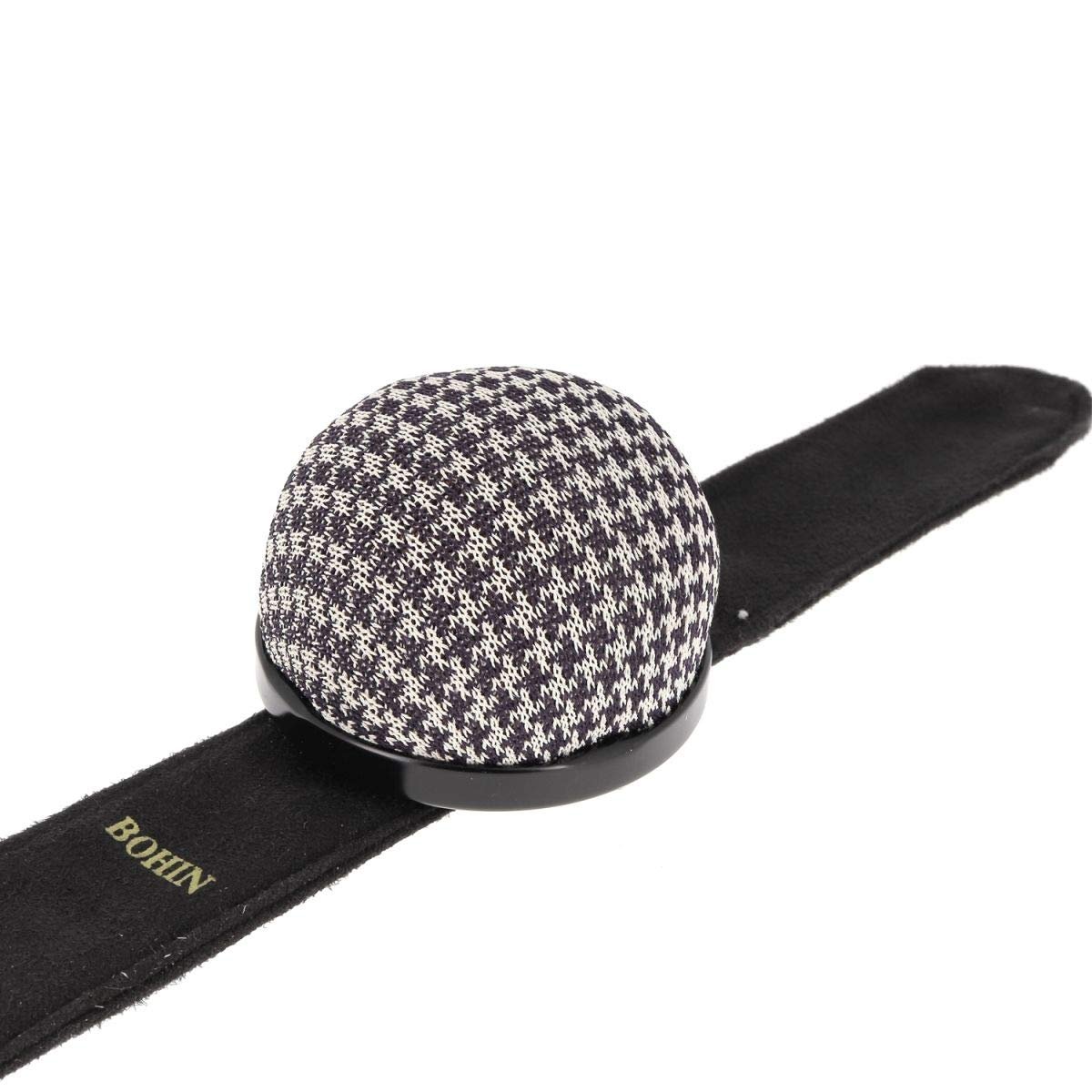 Bohin Pin Cushion Flexible Snap Bracelet Houndstooth Pincushions, 5