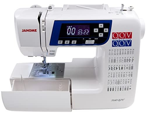 Janome 3160QOV Quilts of Valor Full-Size Quilting Sewing Machine with 60 Built-In Stitches, 6 One-Step Buttonholes, and Backlit LCD Screen (White)