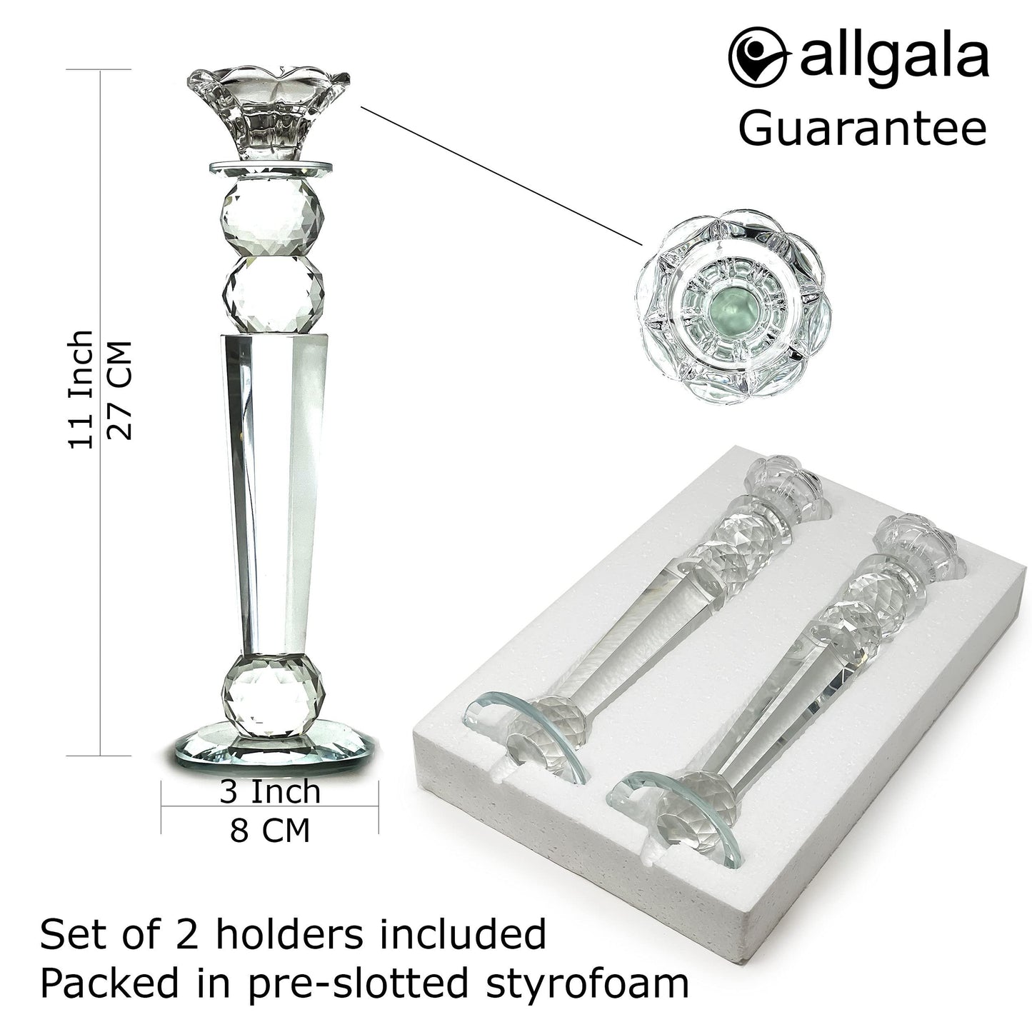 Allgala Single Crystal Glass Candlesticks
