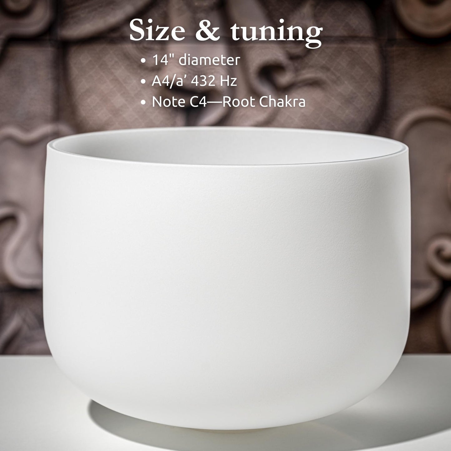 432 Hz White Frosted Crystal Singing Bowl