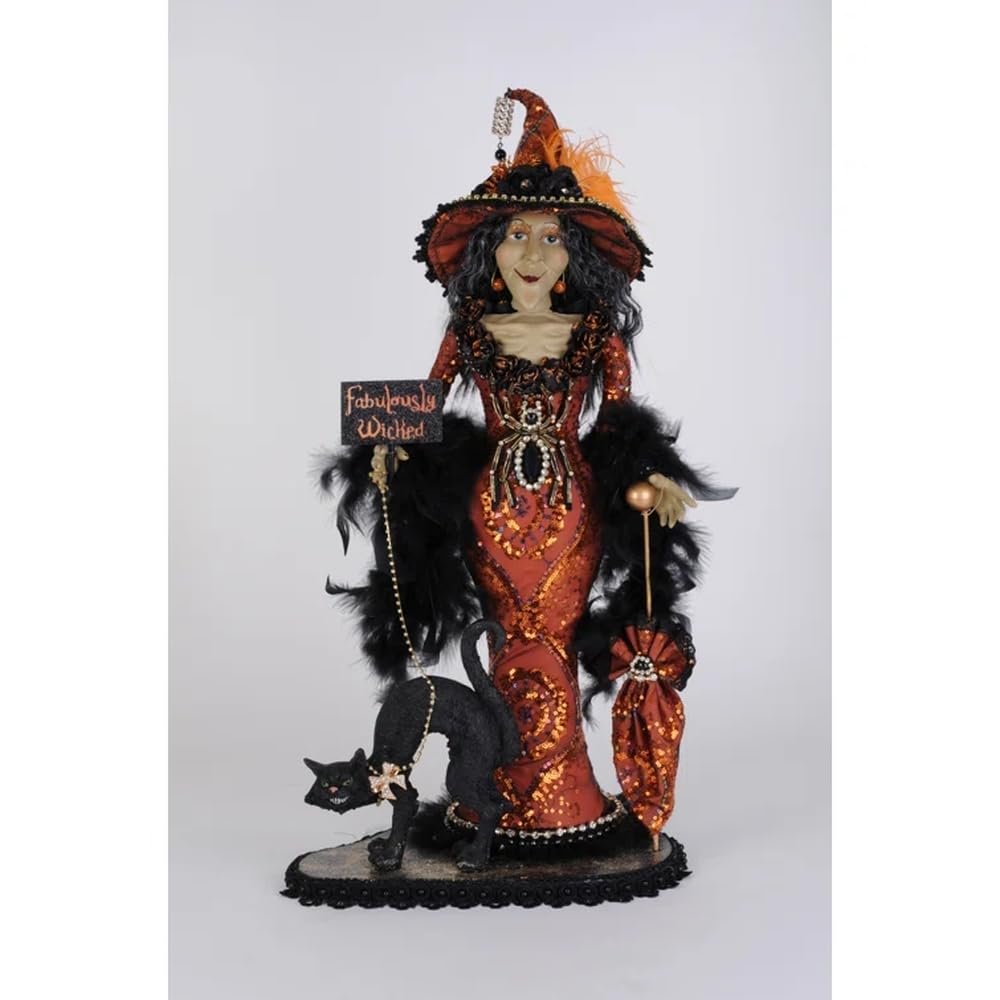 Karen Didion Fabulously Wicked Witch Figurine Polyresin, Orange