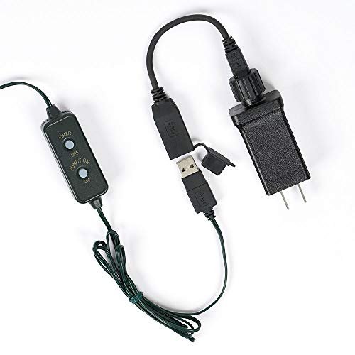 Roman Lights Superbright LED USB 1000L Multi 84 ft, Green Cord Light Set, 10 Function Controller, 8 on/16 Off Timer, String, Perfect for Lighting Trees, Railings and More