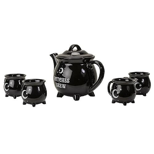 Pacific Trading Witches Brew Tea Set, 10.25-inches Height, Black, Ceramic, Kitchen, Kitchen Accessories