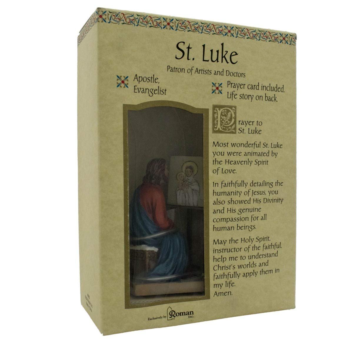 Roman Giftware Inc., Patrons & Protectors, 3" H ST Luke The Evangelist,Religious, Inspirational, Durable (2x2x3)
