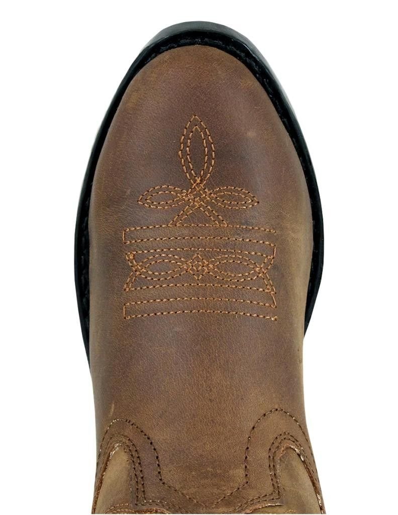 Smoky+Children%27s+Kid%27s+Oiled+Distress+Brown+Leather+Western+Cowboy+Boot