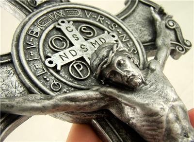Joseph's Studio by Roman, Cross and Crucifix Collection, 10.25"H ST BENEDICT SILVER, Home Décor, Devout Gift, Prayerful Inspiration (1x6x10)