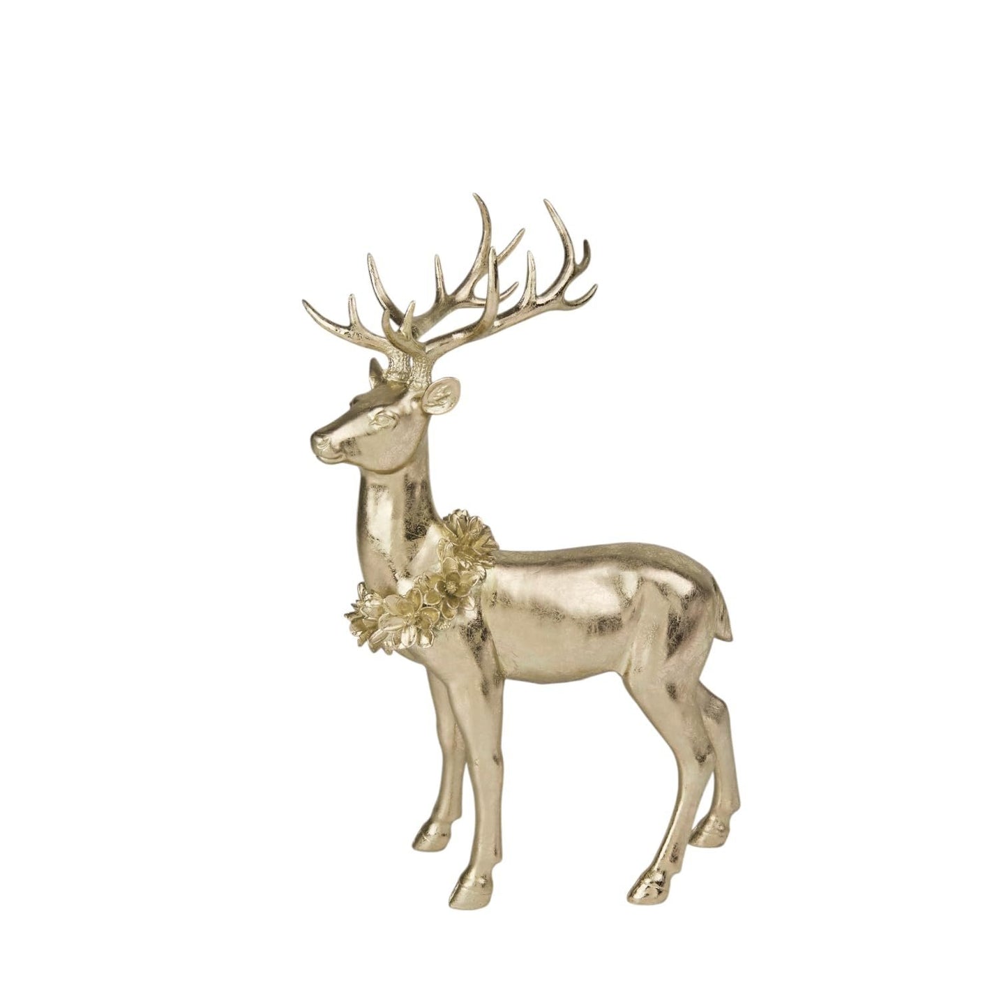 December Diamonds 10" Gold Deer Laying Holiday Ornament Figurine – Hand-Painted Festive Accent