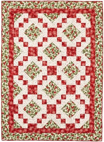 Fabric Cafe Quick Christmas 3-Yard Quilts Pattern - 8 Festive Designs for Lap, Twin, and Queen/King Sizes