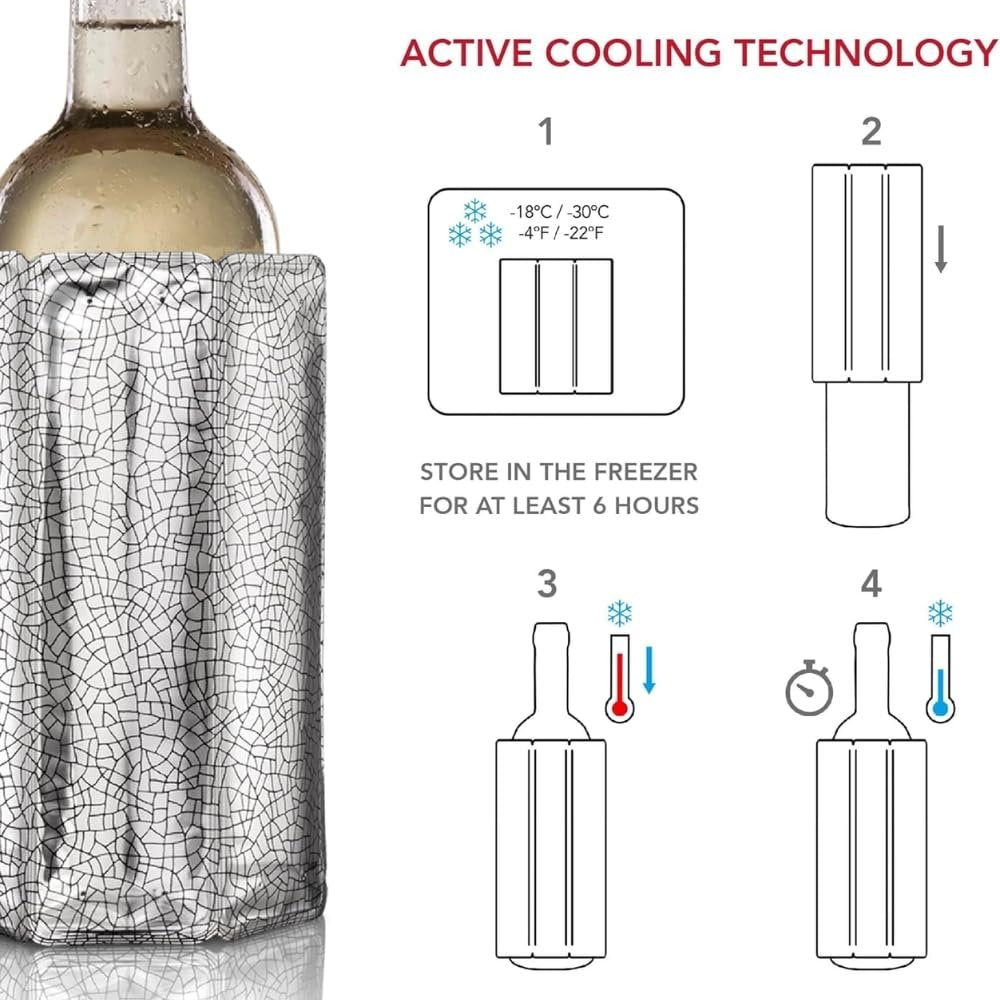 Vacu Vin Active Cooler Wine Chiller - Reusable, Flexible Wine Bottle Cooler